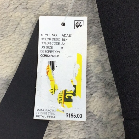 NWT Adrianna Papell Black Chiffon Feather Cocktail Dress One Shoulder Sz 6 - Picture 12 of 14